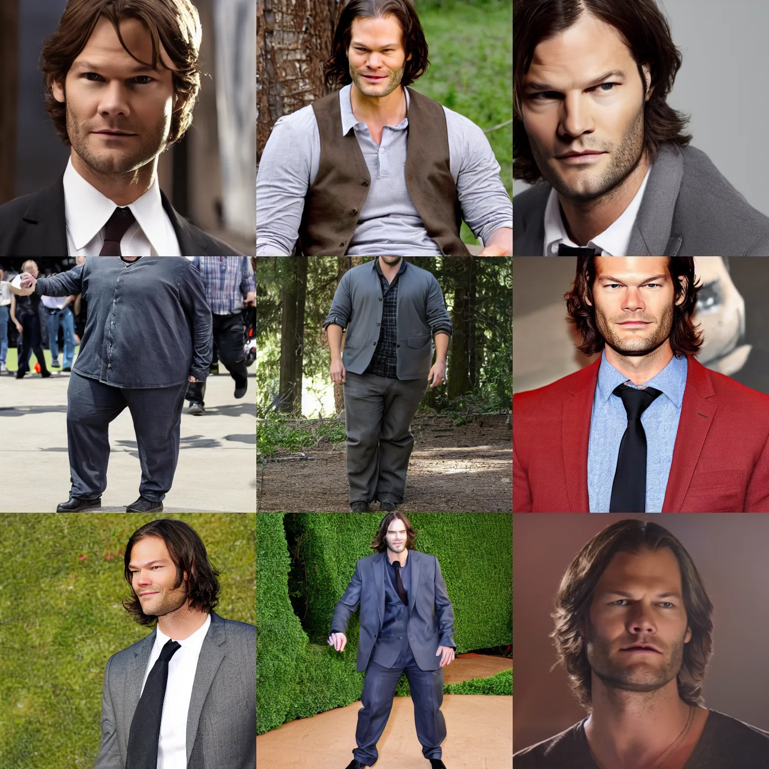 Prompt: jared padalecki wearing a fat suit, 4 k hd