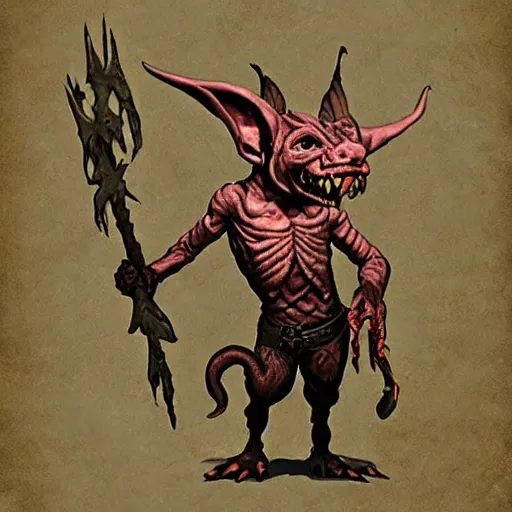 Prompt: a goblin in the dungeons and dragons 2 e monster manual