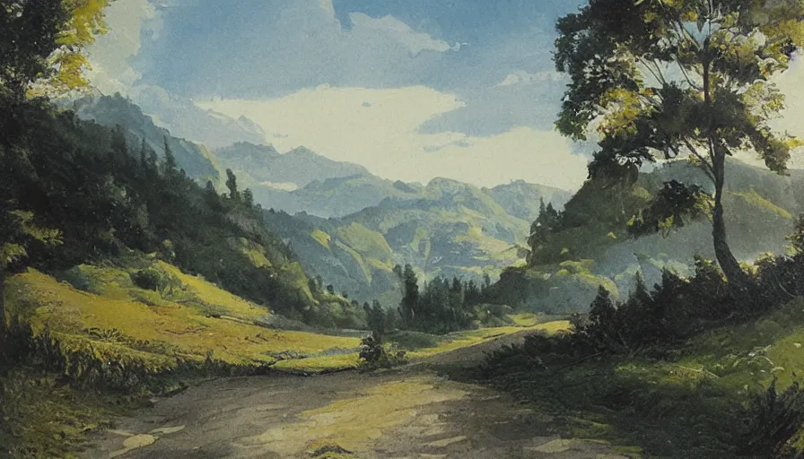 Image similar to landscape by alariko, ilustration flat