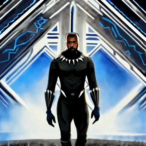 Prompt: A photo of Kanye West in Black Panther (2018), 8K concept art, detailed