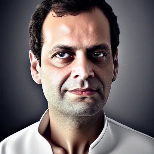 Image similar to a portrait of Rahul Gandhi by Martin Schoeller, photorealistic, global lighting
