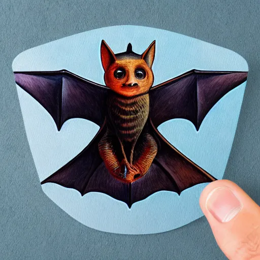 Image similar to neotropical fruit bat, digital art, high quality, illustration, museum, oil painting, sticker,