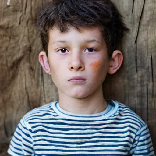 Prompt: photo of a boy made of wood