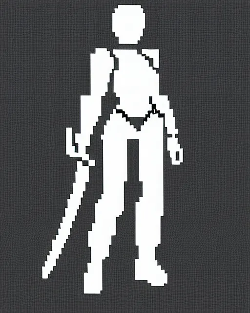 Image similar to a pixel single sprite of a girl holding a sword, in white futuristic armor, pixel art, isometric, 1 6 px x 1 6 px, 2 d game art, 1 6 bit, dynamic pose, # pixelart