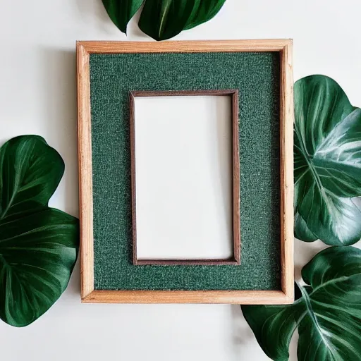 Prompt: frame mady by plants for instagram