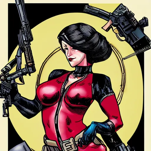 Image similar to the baroness with guns by adam hughs