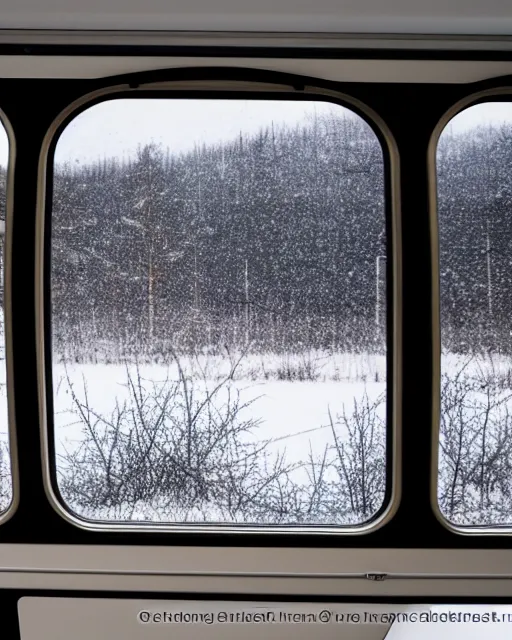 Prompt: tatra t 3 tram czech republic, interior view, window patterns, winter