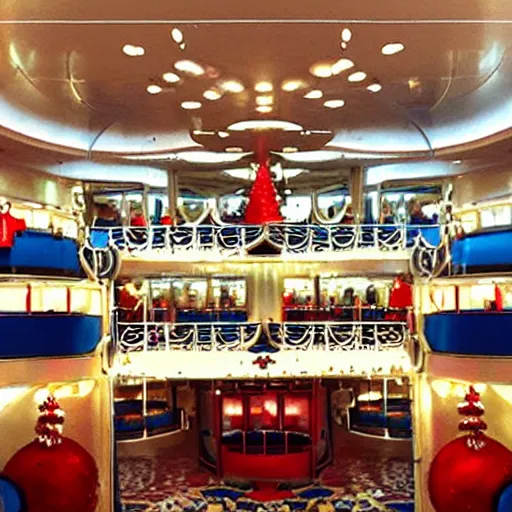 Prompt: “a (Christmas) themed Art Deco cruise liner”