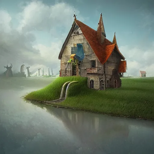 Image similar to an intriguing building in a beautiful landscape by gediminas pranckevicius