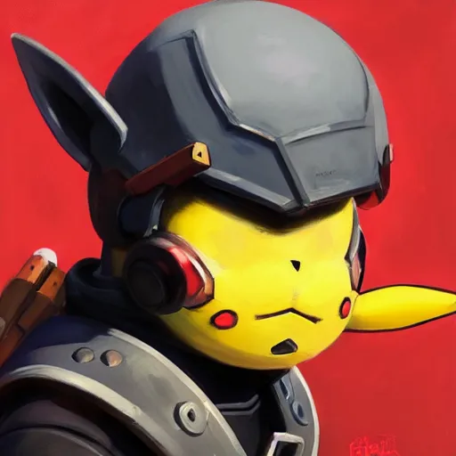 Image similar to greg manchess portrait painting of partially armored pikachu as overwatch character, medium shot, asymmetrical, profile picture, organic painting, sunny day, matte painting, bold shapes, hard edges, street art, trending on artstation, by huang guangjian, gil elvgren, ruan jia, greg rutkowski, gaston bussiere