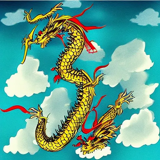 Prompt: “ chinese dragon flying in the cloud ”