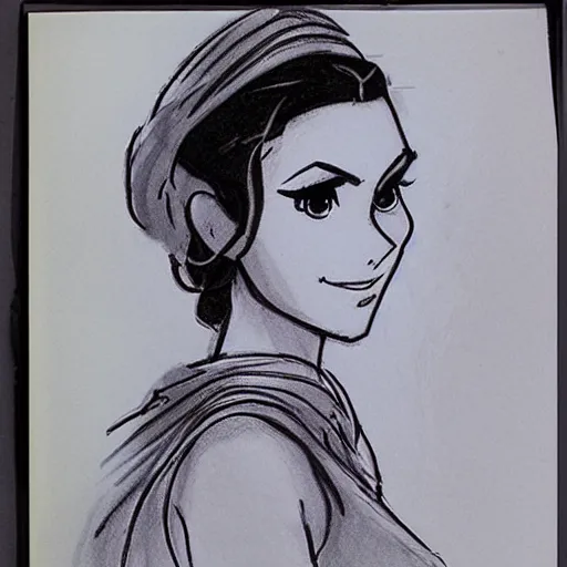 Image similar to milt kahl sketch of victoria justice as princess padme from star wars episode 3