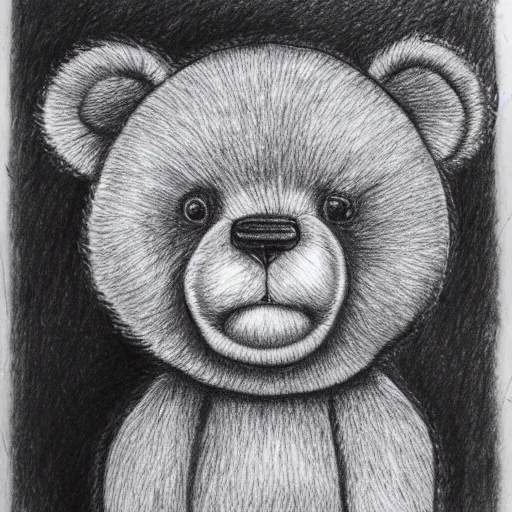 Image similar to ballpoint pen drawing of a teddy bear