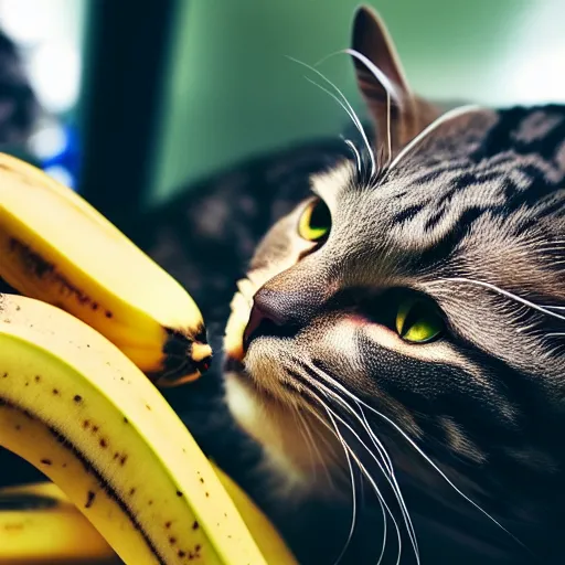 Prompt: cat eating banana