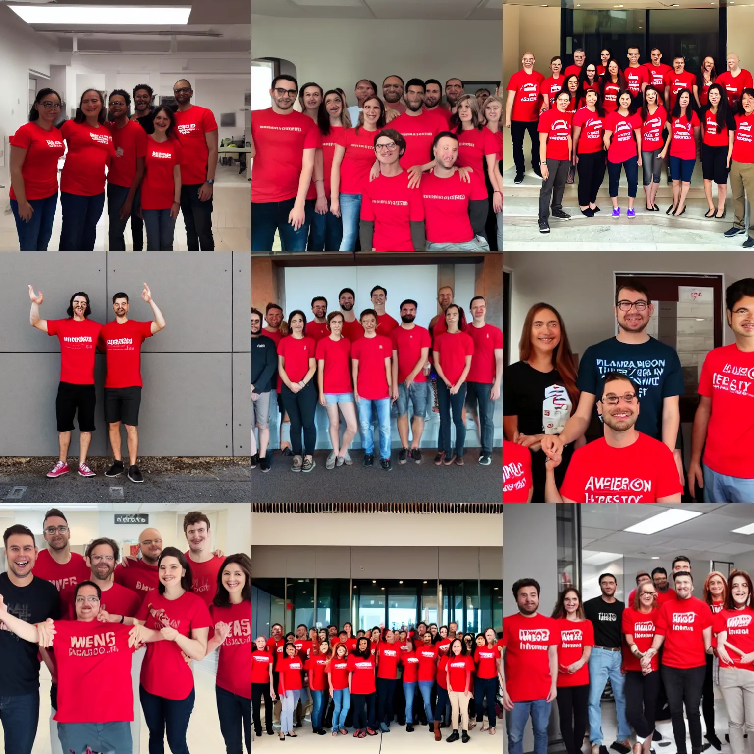 Prompt: that feeling of joining an awesome company wearing a red t - shirt