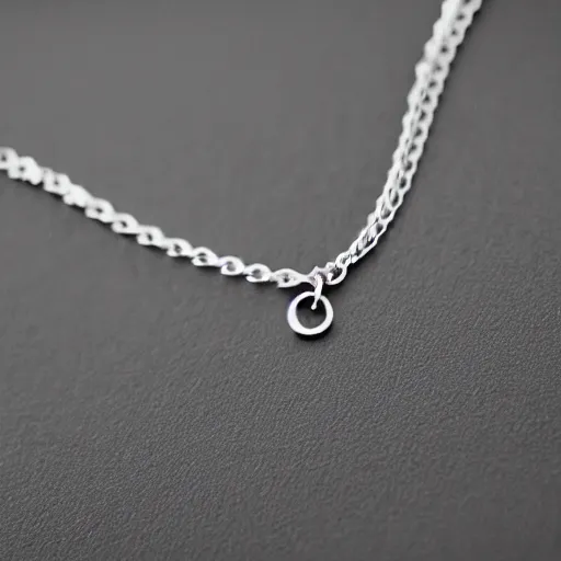 Prompt: advertisement photograph of a sliver necklace, 4 k