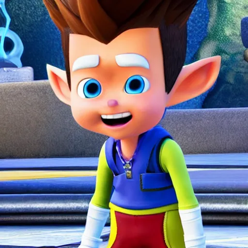 Image similar to Jimmy Neutron from Nickelodeon as an NPC character in the video game Kingdom Hearts, Jimmy neutron Boy Genius, Sora is in the camera, Crossover with Nick and Square Enix, UHD 4k, RTX On, Arnold Render, Unreal Engine 4, Award winning visuals, Godrays, beautiful detailed intricate insanely detailed octane render, Playstation 5 graphics