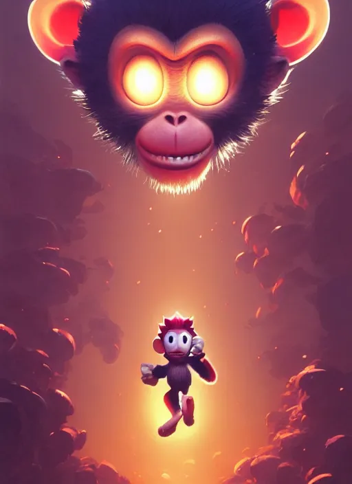 Image similar to Highly detailed portrait of Monkey from Ape escape, Stephen Bliss, unreal engine, fantasy art by Greg Rutkowski, Loish, Rhads, ferdinand knab, Makoto Shinkai and Lois van baarle, ilya kuvshinov, rossdraws, Tom Bagshaw, alphonse mucha, global illumination, radiant light, detailed and intricate environment