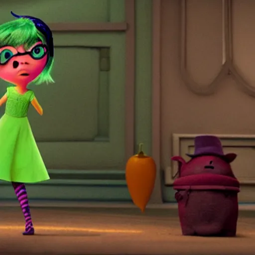 Prompt: a film still of a little witch in inside out ( 2 0 1 4 )