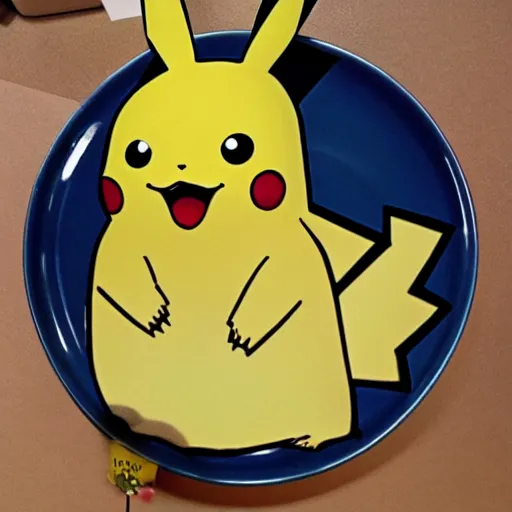 Image similar to pikachu as a skeleton on a plate, photo realistic