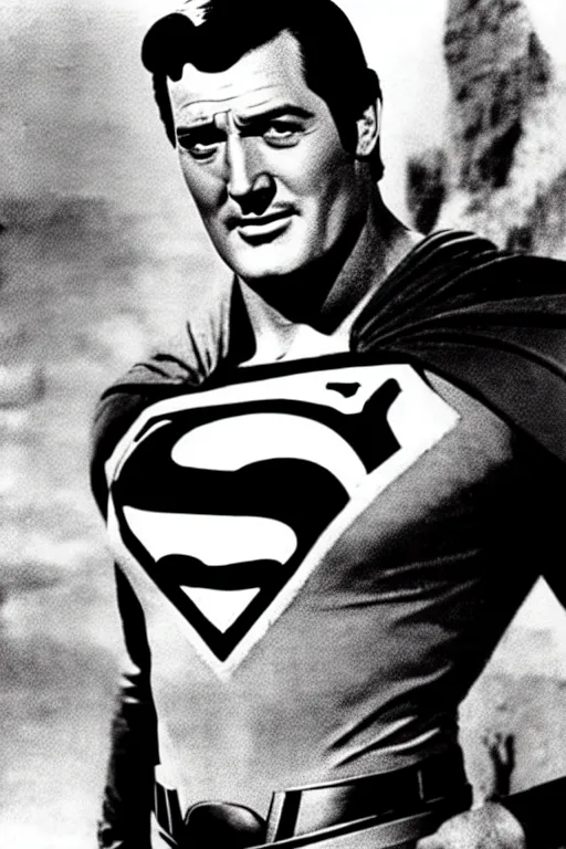 Image similar to rock hudson playing superman in 1 9 7 8, superhero movie