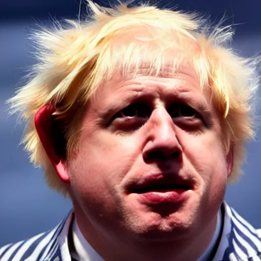 Image similar to boris johnson dressed as a greased piglet