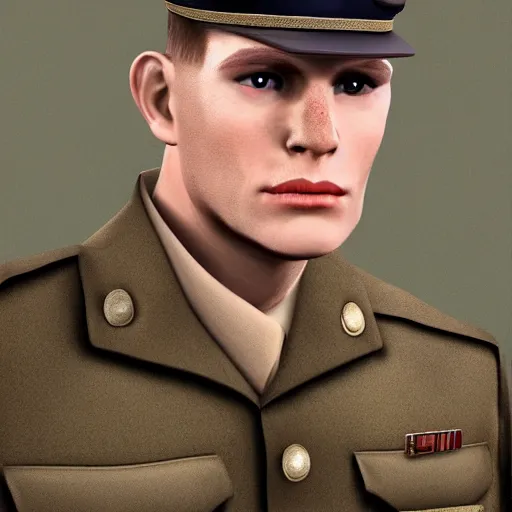 Image similar to jerma 9 8 5 dressed in an american ww 2 uniform during d - day, cinematic lighting, photorealistic, highly detailed