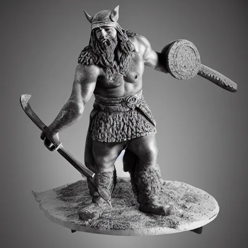 Prompt: clay sculpture of a Viking berserker, cinematic lighting