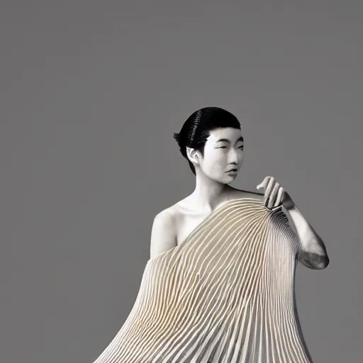 Prompt: A PORTRAIT OF ISSEY MIYAKE,Delicate