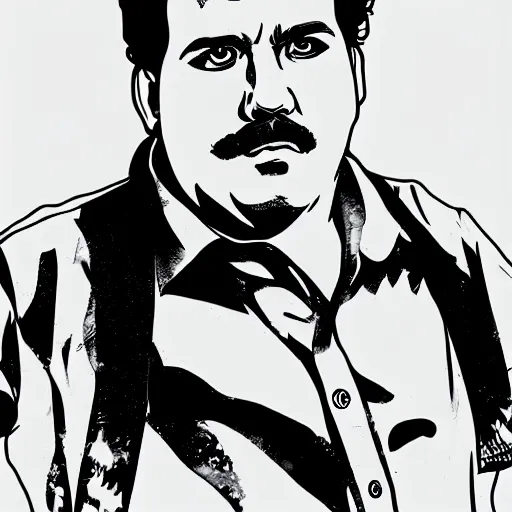 Prompt: a portrait of pablo escobar in an anime style