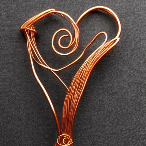 Image similar to a very beautiful tiny ( ( ( ( human heart ) ) ) )!!!!!!!!!!!!!!!!!!!!!!!!! organic sculpture made of copper wire and threaded pipes, very intricate, curved. studio lighting, high resolution, high quality, black background