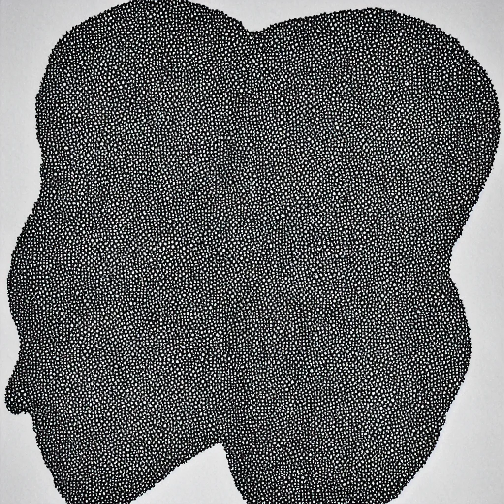 Image similar to face made out of planet, faceless people dark, dots, drip, stipple, pointillism, technical, abstract, minimal, style of francis bacon, asymmetry, pulled apart, cloak, hooded figure, made of dots, abstract, balaclava