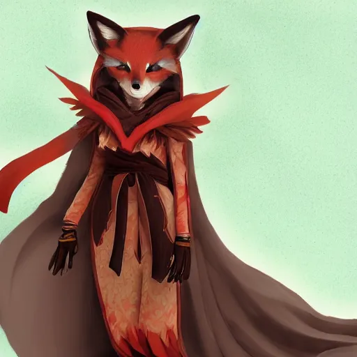 Prompt: Fox kitsune humanoid wearing a cloak is shopping for groceries, pixiv, artstation