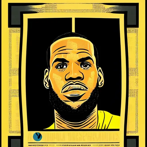 Prompt: Portrait of Lebron James by Shepard Fairey