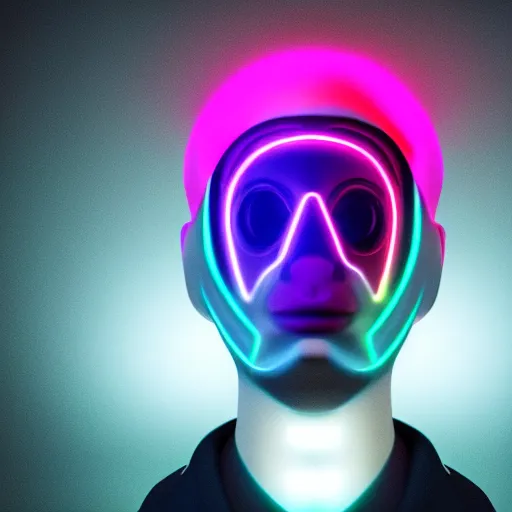 Image similar to a neon rgb protogen, octane render, 8 k, portrait photography