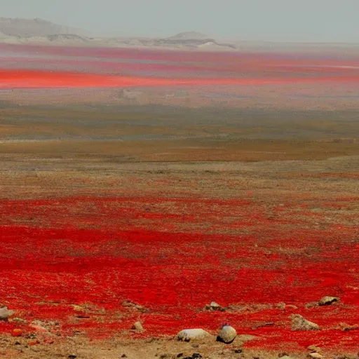 Image similar to arid lands with red crysltals and selenites