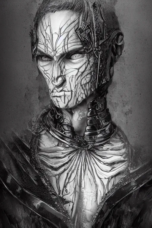 Image similar to portrait of beautiful young gothic man, warhammer, a lot of scars, the middle ages, highly detailed, artstation, illustration, art by max ernst, 8 k quality