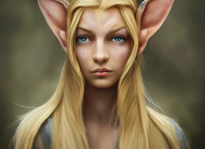 Prompt: digital painting of an elf with blonde hair, concept art, matte painting, digital painting, realism, side lighting XF IQ4, f/1.4, ISO 200, 1/160s, 8K, RAW, unedited, symmetrical balance, in-frame