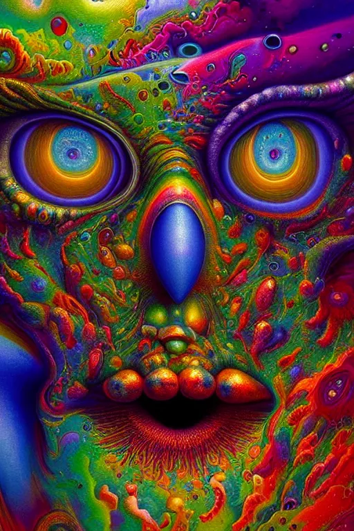 Image similar to hyperrealistic abstract close-up Renaissance psychedelic!! celestial happy! pure creature!! peaceful! kind spirit of nature! beautiful fractal!! eyes! highly detailed concept art eric zener elson peter cinematic hard rainbow lighting high angle hd 8k sharp shallow depth of field endless, inspired by Zdzisław Beksiński Salvador Dali