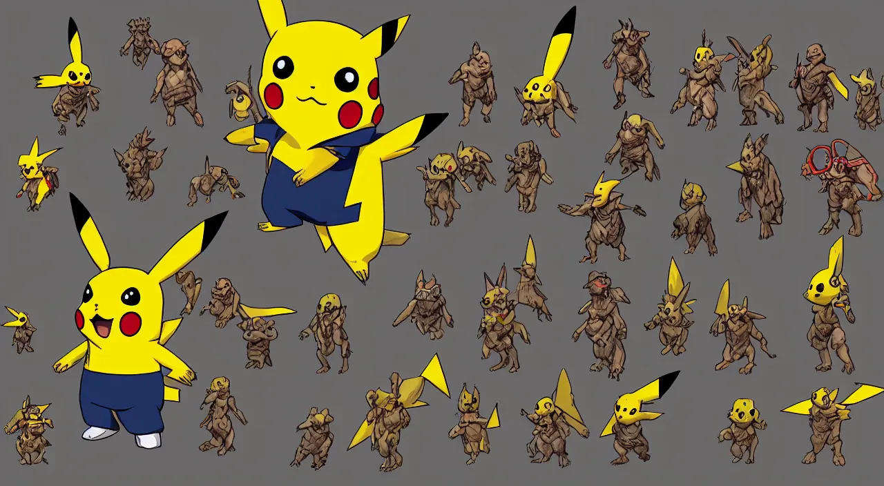 Image similar to Pikachu in the style of Doom 2016, Realistic, Highly Detailed