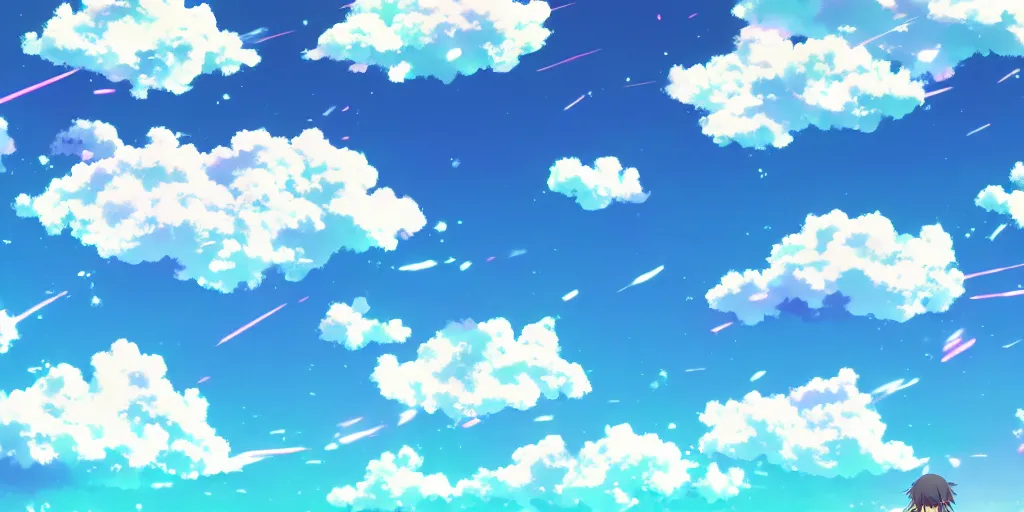 Image similar to A background for an anime-themed social media profile sky bright clouds bloom effect from Skyrim blender studio ghibli clouds