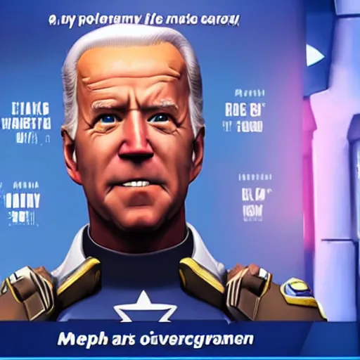 Image similar to screenshot of joe biden as an overwatch character