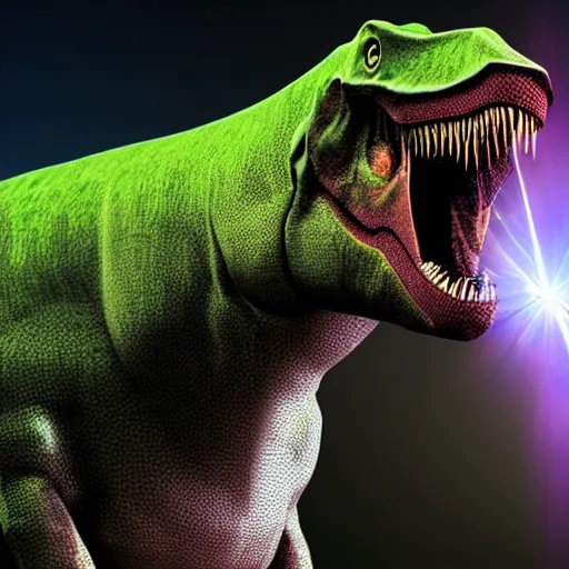Prompt: future dinosaur with laser arms