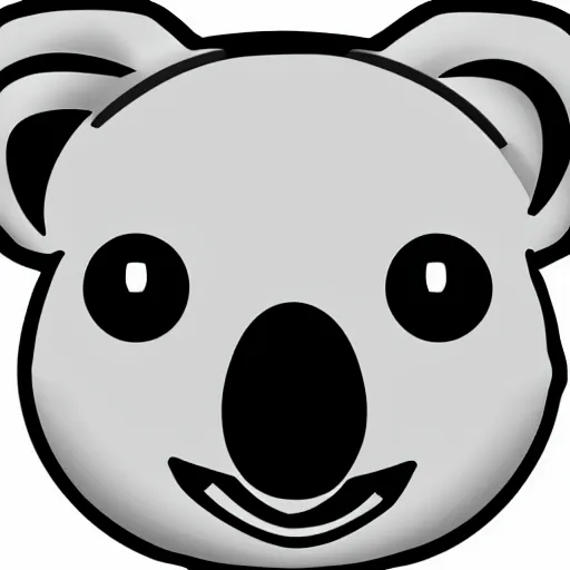 Image similar to cute simplistic iphone emoji of a koala head, vector, white background, gradient coloring