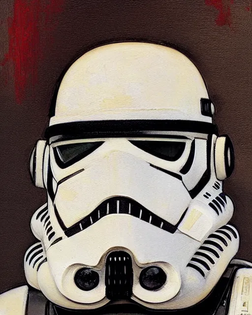 Prompt: portrait of a stormtrooper by greg rutkowski in the style of egon schiele