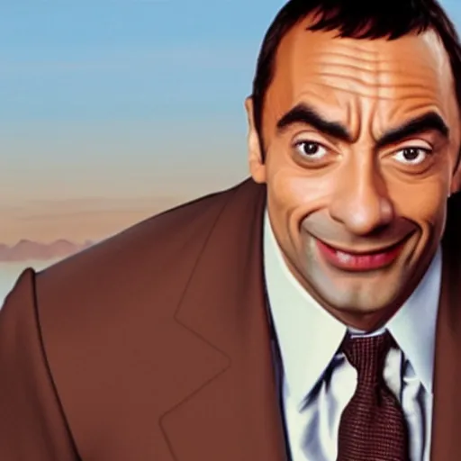 Prompt: Mr. Bean as Dwayne The Rock Johnson