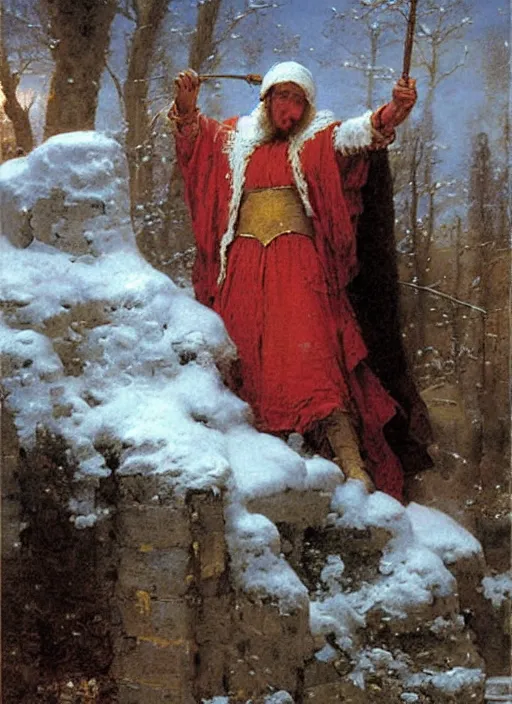 Image similar to a mage casting a frost spell by eugene de blaas