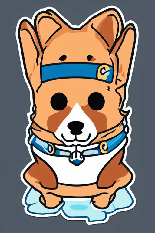 Image similar to Portrait of a corgi as a sumo wrestler, sticker, colorful, illustration, highly detailed, simple, smooth and clean vector curves, no jagged lines, vector art, smooth