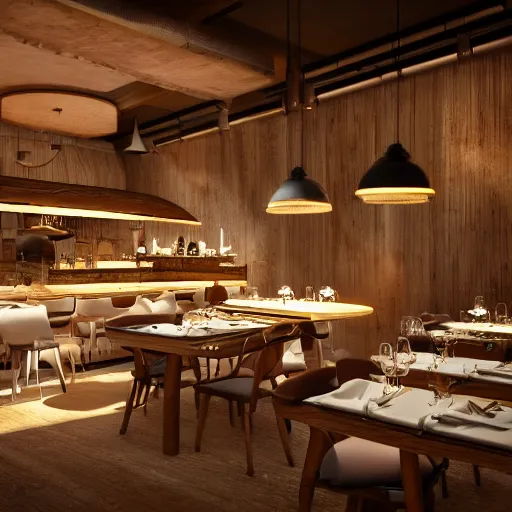 Prompt: restaurant concept art best raclette of the world, michelin star restaurant, cheese and truffle, amazing decoration alps theme, octane render 8 k, photography unreal engine 5, beautiful lighting