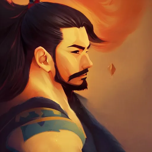 Prompt: a portrait of hanzo from overwatch, by anato finnstark, by alena aenami, by john harris, by ross tran, by wlop, by andreas rocha